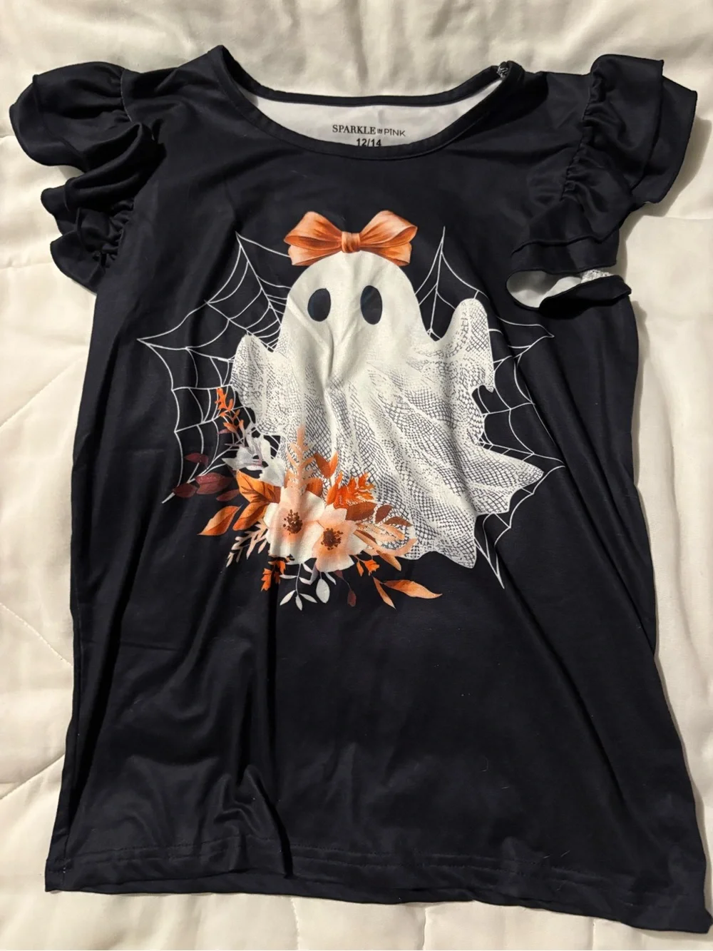Sparkle in pink  Black and Orange Girls' Halloween Ghost Matching Set